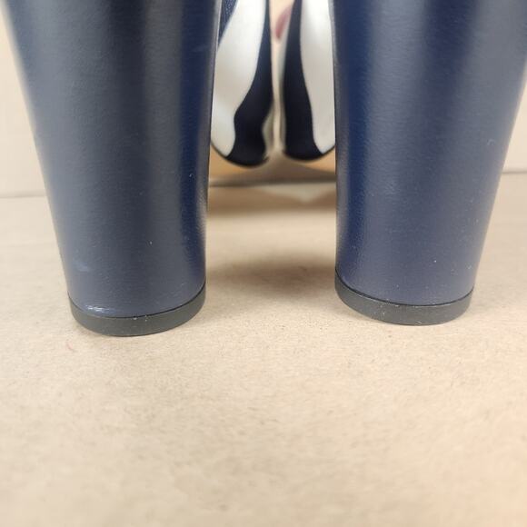 Paris Valtadoros Striped Mule Heels Women’s SZ 37 (US 6) Navy/White Block Heel - Picture 7 of 13